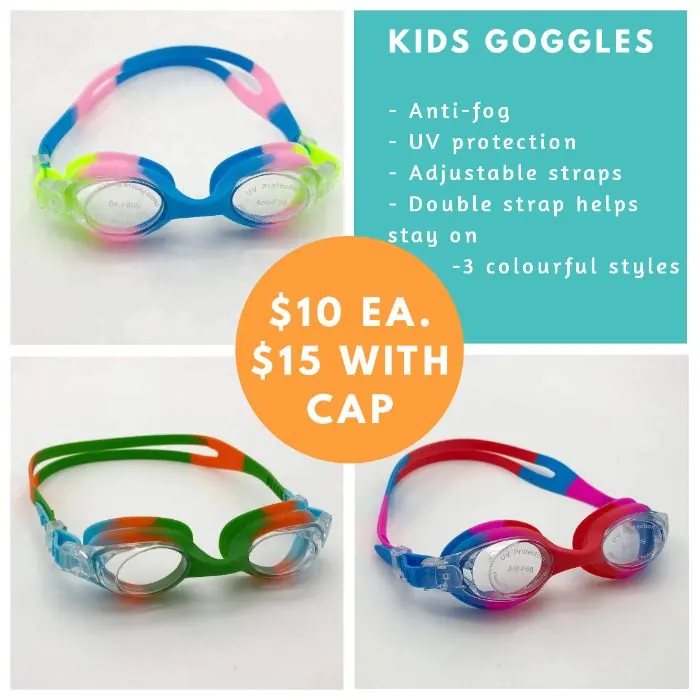 Kids goggles in three colourways